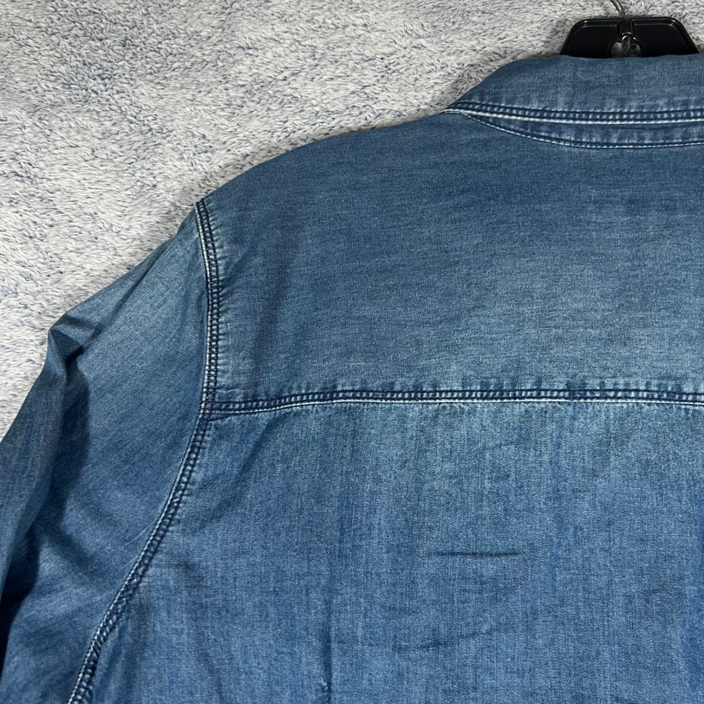 J. Jill Denim Button Down Shirt Womens XL Blue Cotton Long Sleeve Pocket - Picture 12 of 16